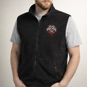 Full Throttle Energy Drink Mens Black Fleece Vest XL Full Zip Mock Neck Casual